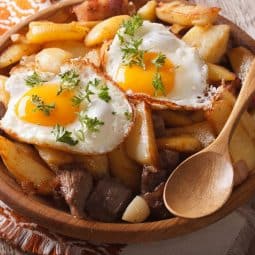 Biksemad med potatis och kött från airfryer