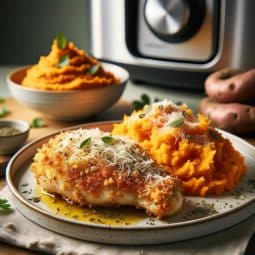 Chrupiący kurczak parmezanowy z batatami z airfryera
