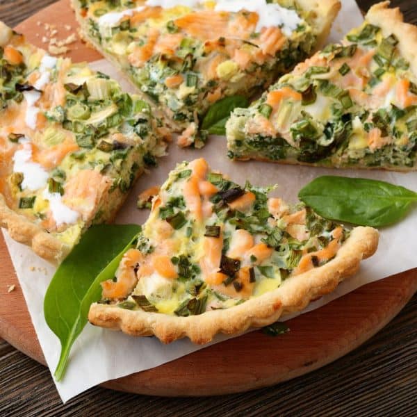Tarta de salmón y espinacas en airfryer