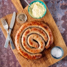 Saftig medisterpølse fra airfryer