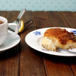 Danish brunsviger yeast cake with gooey brown sugar topping