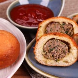 Danish meatball sliders from the air fryer in soft wheat buns