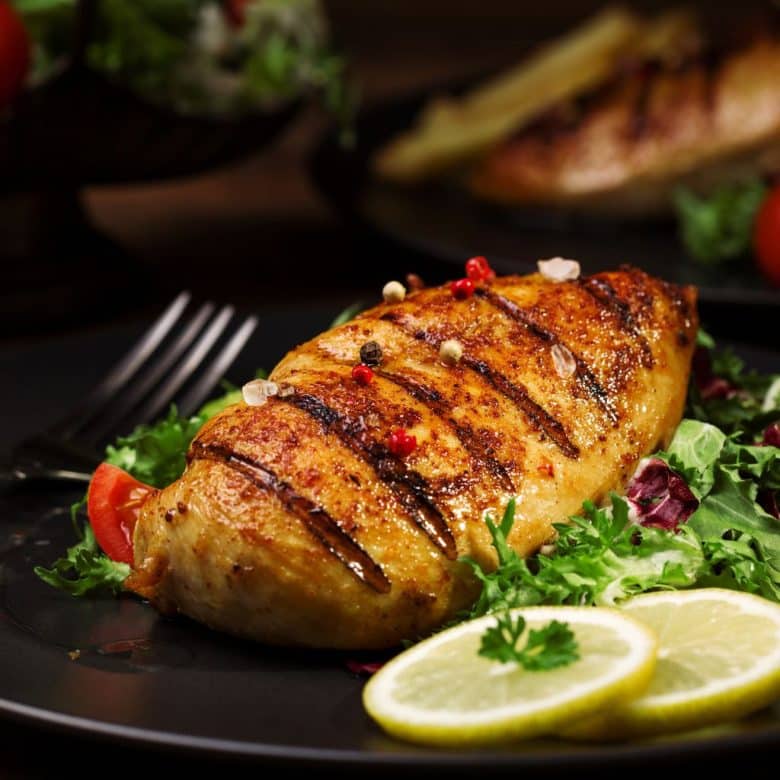 Juicy air-fried chicken breast, golden and tender