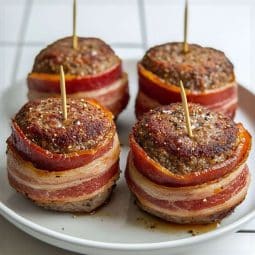 Saftige Hacksteaks mit Bacon aus dem Airfryer