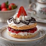 Doces dinamarqueses medaljer com massa amanteigada e creme
