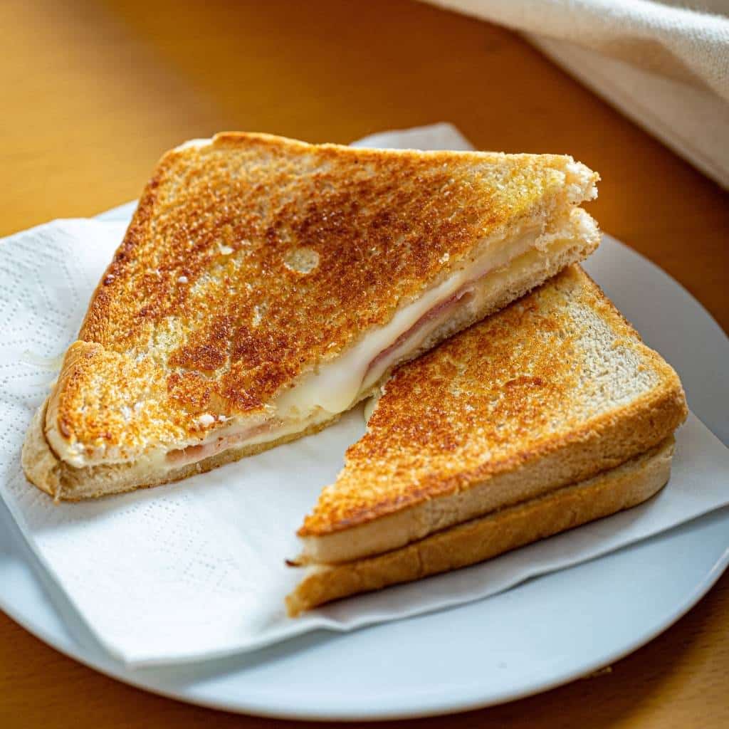 Parisertoast i airfryer klassisk toast lavet i airfryer på en tallerken