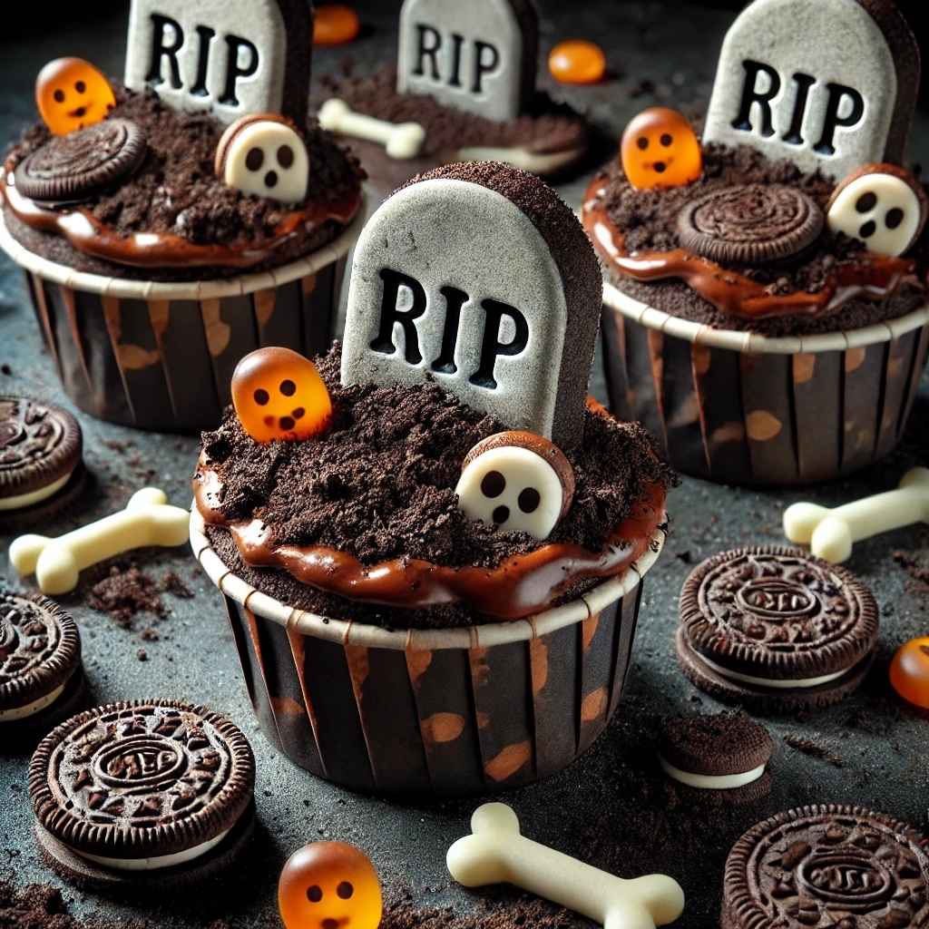 halloween muffins bagt i Airfryer som gravkager
