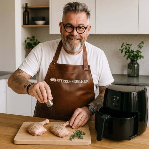 Mand krydder andelår med salt og peber