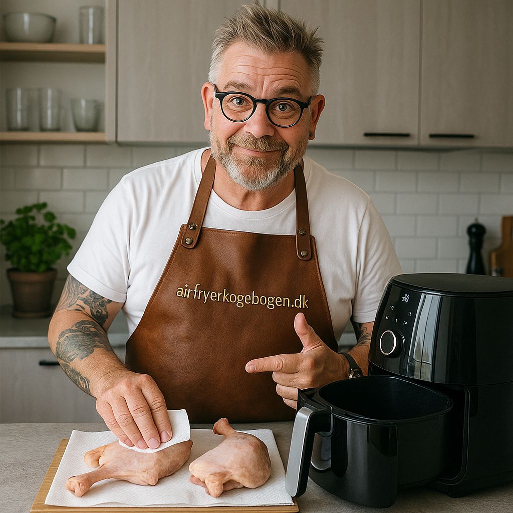 Mand tørrer t andelår af med køkkenrulle