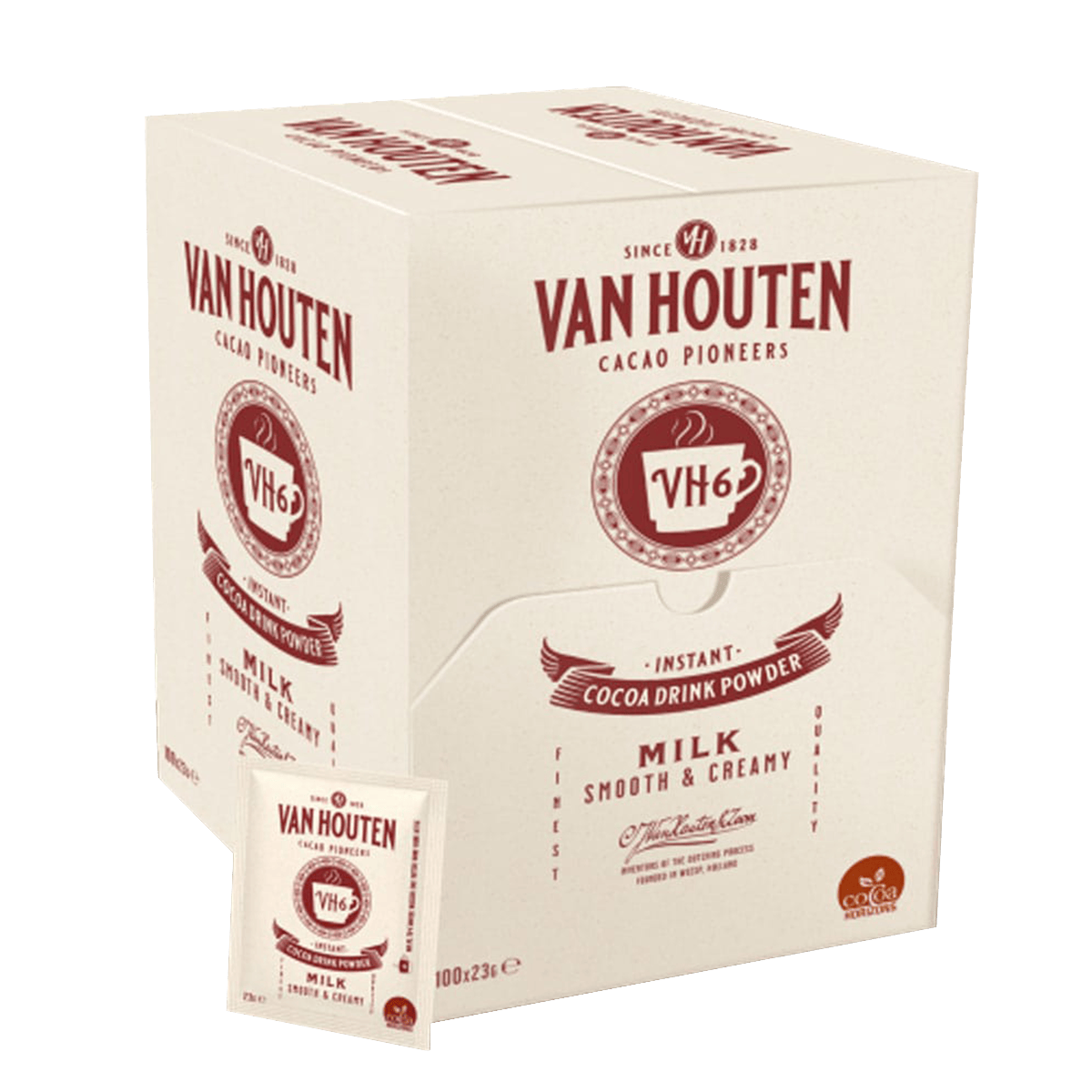 Van Houten kakaobreve i praktiske portionsposer - 100 stk instant kakao til hurtige hyggemoments