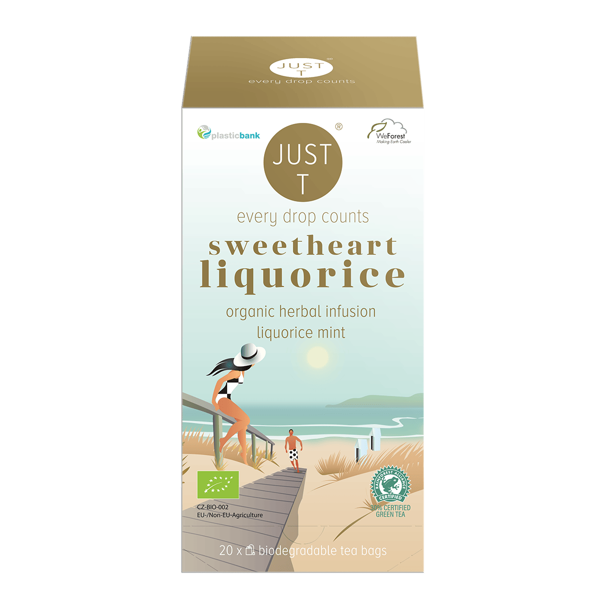 Just T Sweetheart Liquorice te med lakrids, grøn te og mynte i elegant æske