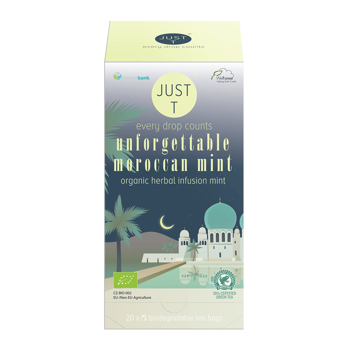 Just T Moroccan Mint te med grøn te og frisk mynte i elegant æske