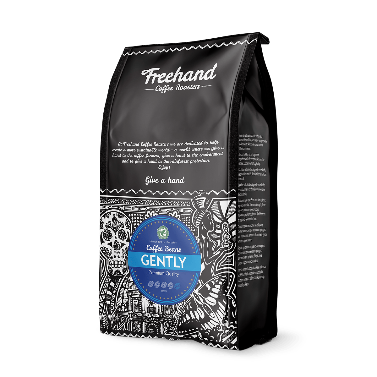 Freehand Gently espresso kaffebonner i 1 kg pakning - mellemristet 75% arabica og 25% robusta espresso-blend fra Sydamerika