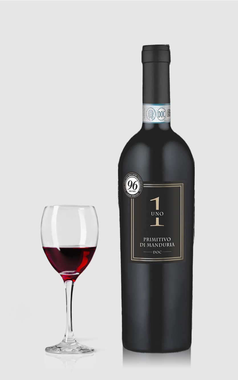 laske med Masseria La Volpe UNO Primitivo di Manduria 2021, en populær italiensk rødvin.