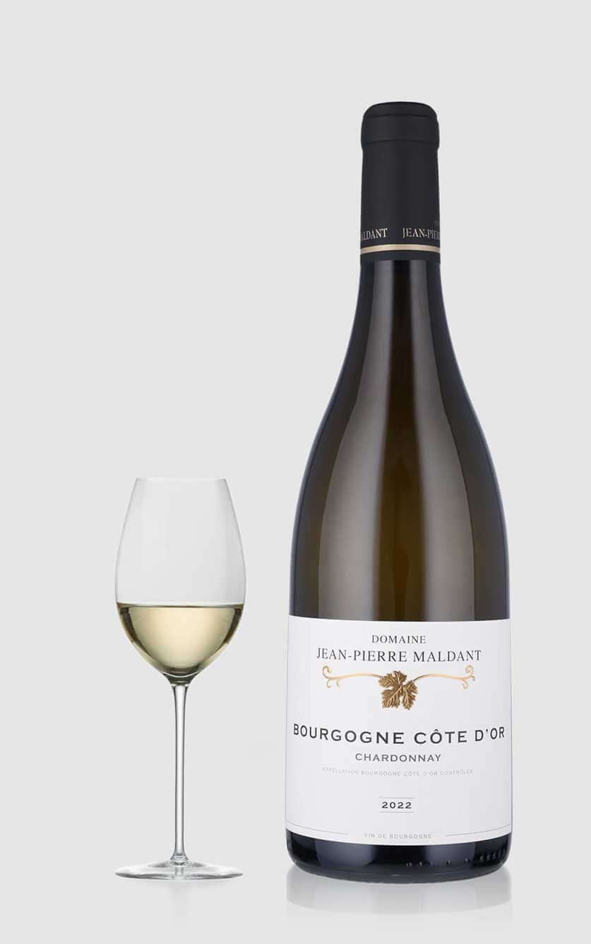 Flaske Domaine Jean-Pierre Maldant Bourgogne Côte d'Or Blanc 2022 – en elegant fransk Chardonnay hvidvin