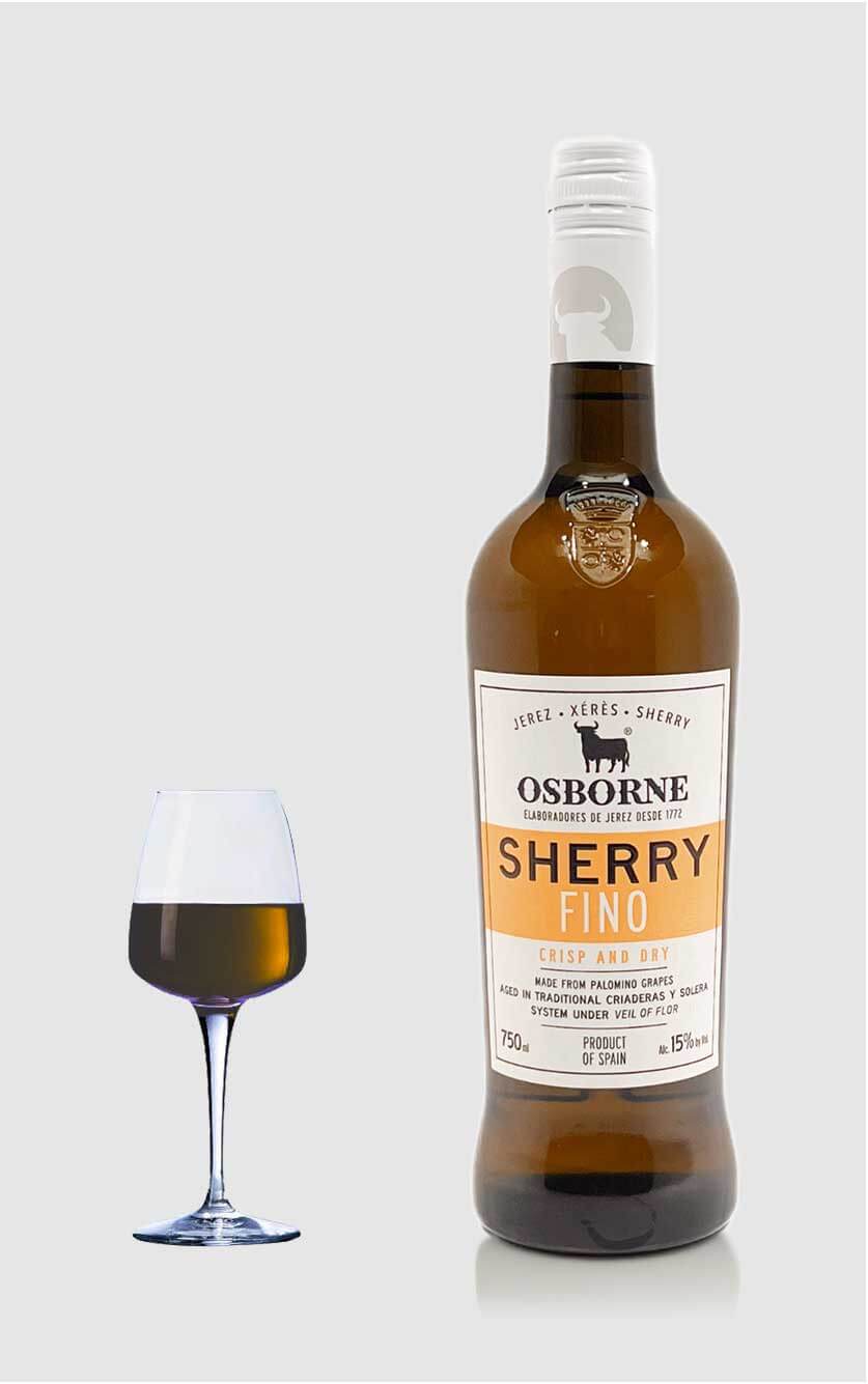 En flot flaske Osborne Fino Sherry fra Jerez i Spanien, serveret iskold som aperitif