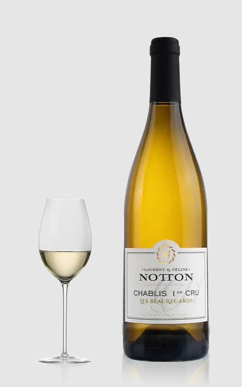 En flaske Notton Chablis 1er Cru Les Beauregards 2023 hvidvin fra Chablis, Bourgogne