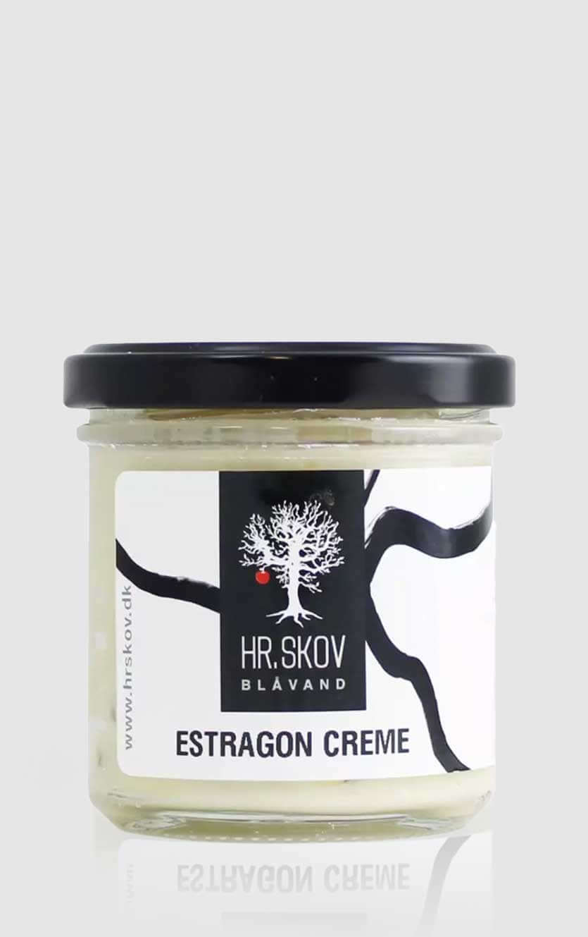 Glas med Hr. Skov Estragon Creme klar til servering