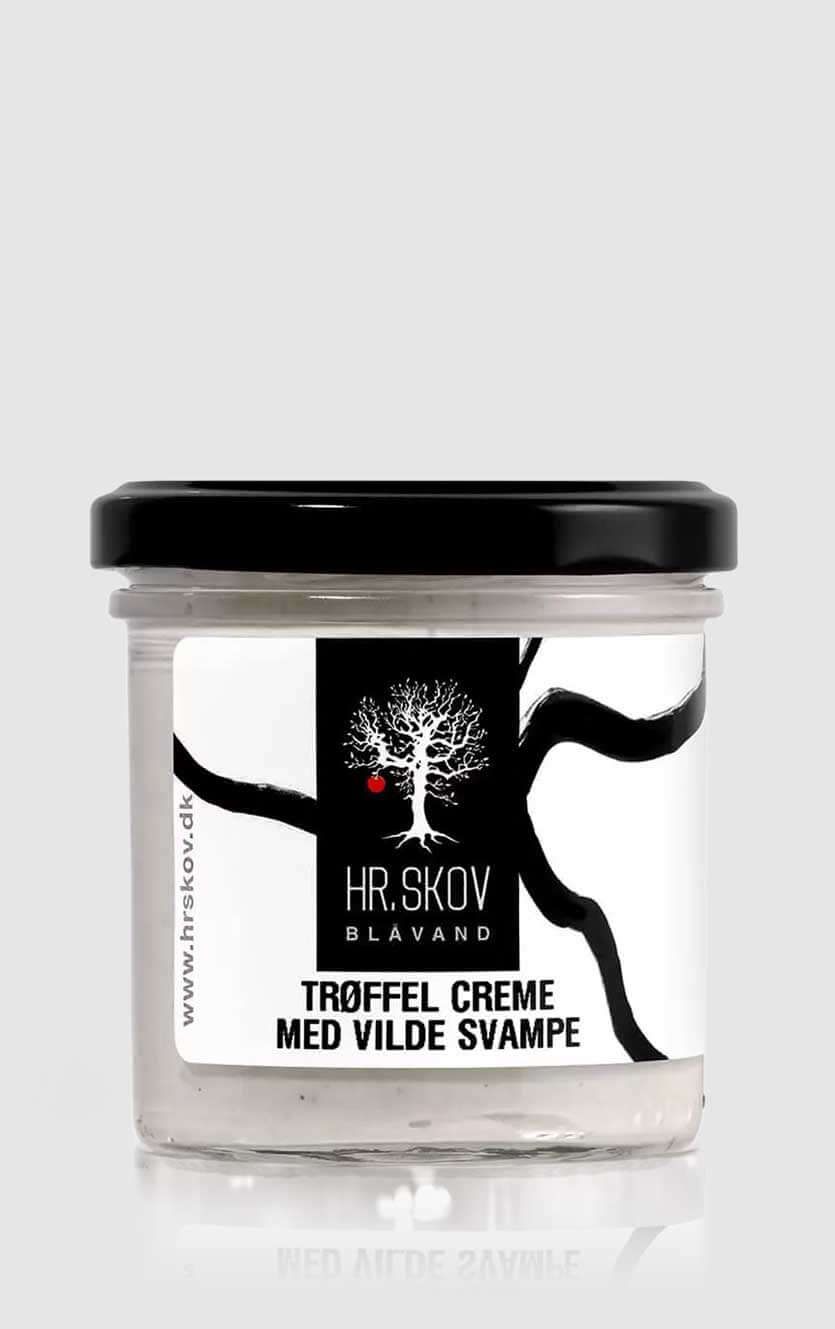 Glas med Hr Skov trøffelcreme med vilde svampe brug til pasta og kartofler