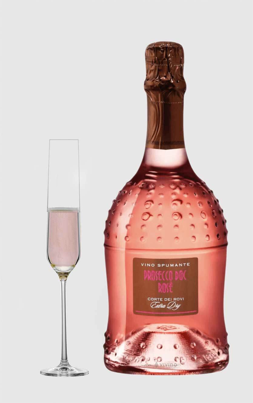 En smuk flaske Villa Degli Olmi Prosecco Rosé med lys lakserosal farve og fine bobler