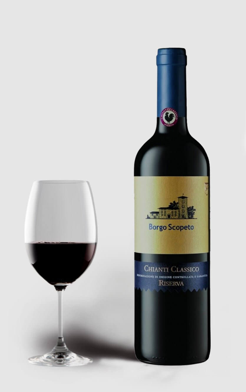 Flaske med Borgo Scopeto Chianti Classico Riserva 2019 fra Toscana.