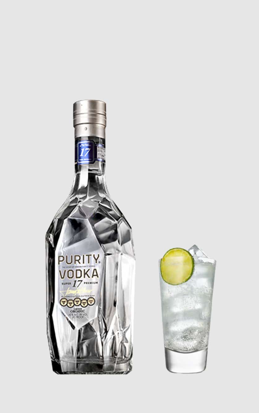 En flaske Purity Vodka No. 17 Super Premium svensk vodka med elegant design og krystalklar væske