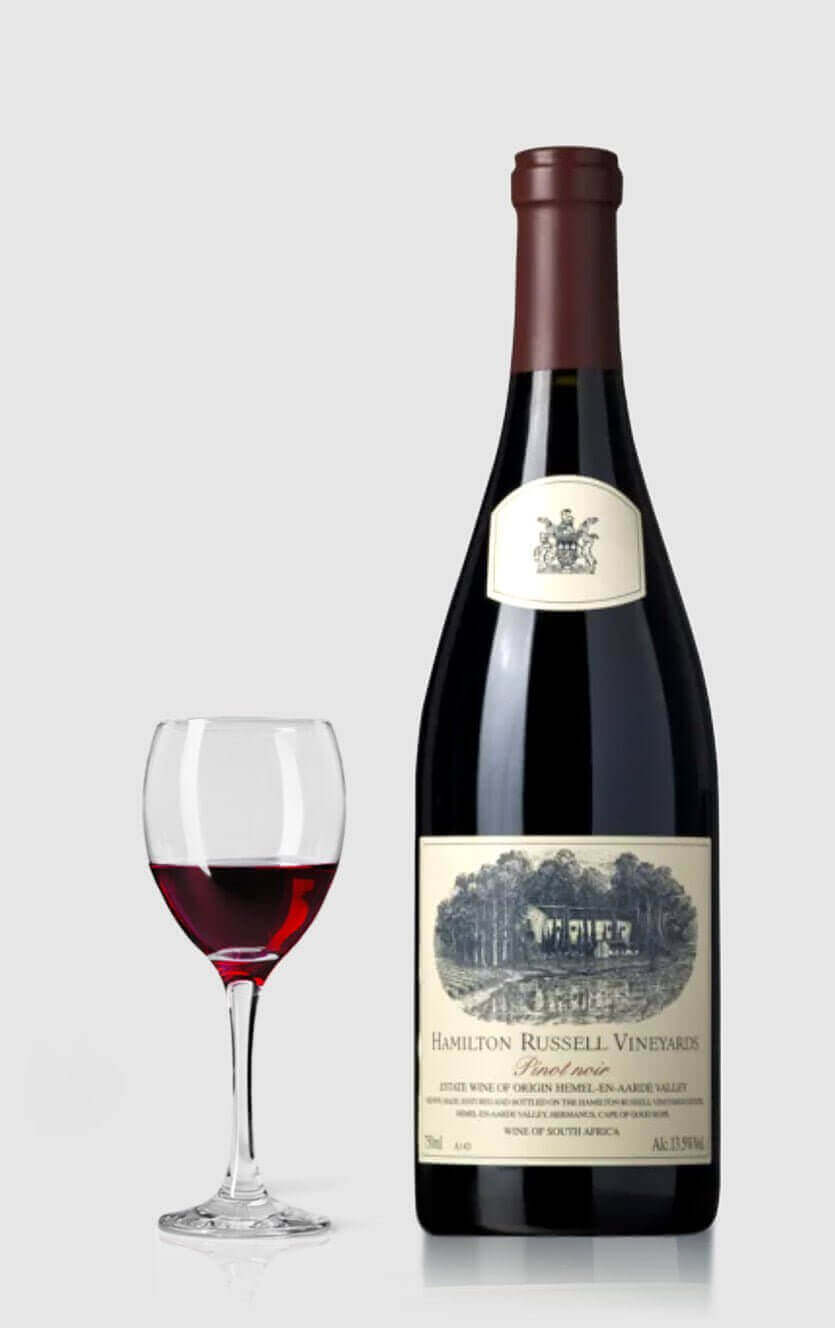 Flaske med den eksklusive Hamilton Russell Pinot Noir fra Sydafrika.