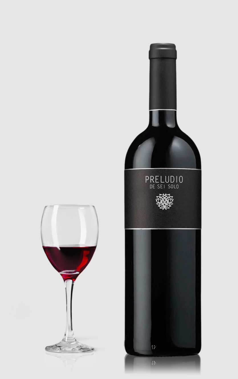 Flaske med Sei Solo Preludio Ribera del Duero 2021, en eksklusiv spansk rødvin.