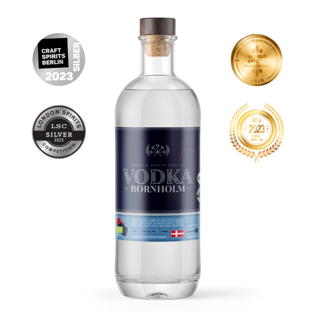 Vodka Bornholm 40% - prisvindende økologisk vodka med medaljer fra Bornholm