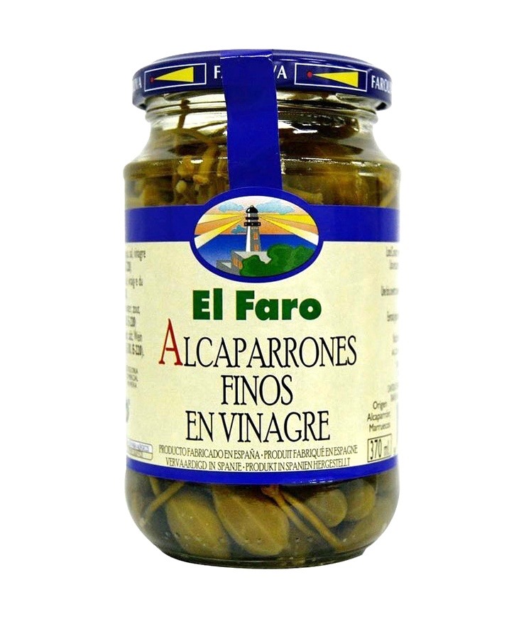 Store grønne kapersbær med stilk anrettet i en lille skål