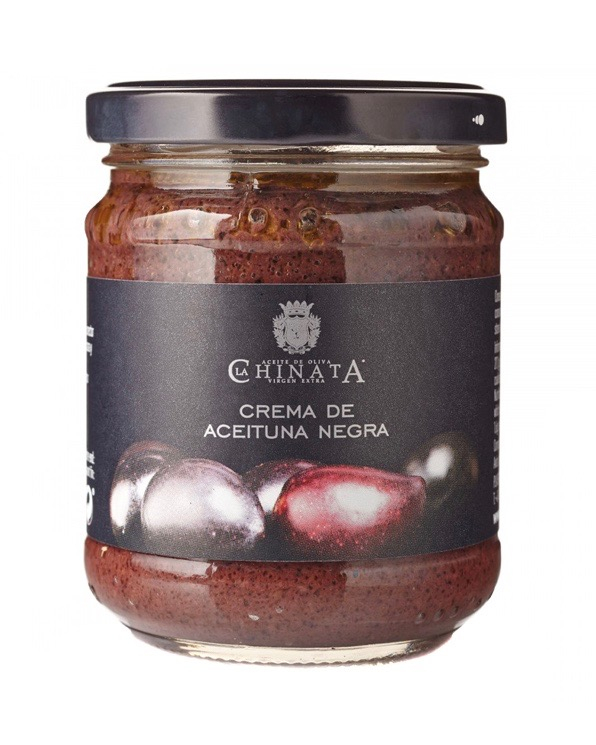 Glas med sort oliven tapenade fra La Chinata.