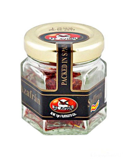 Glas med ægte Safran 1g El Avión klar til madlavning