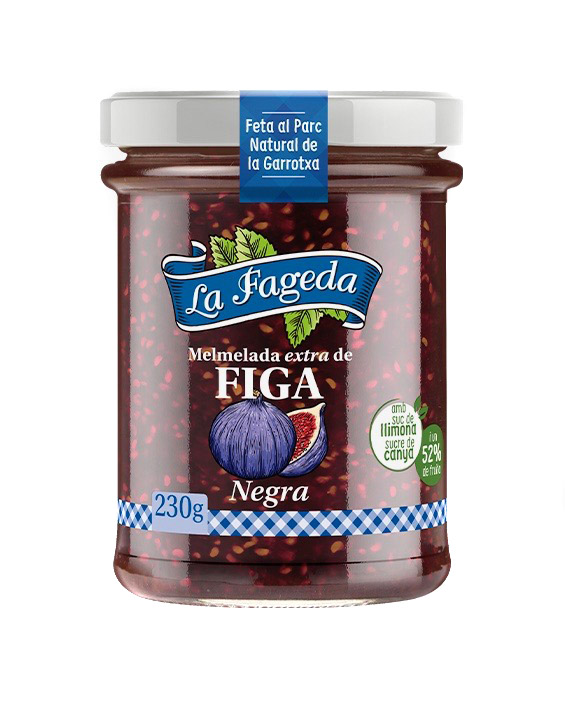 Glas med mørk Figenmarmelade Extra lavet på sorte figner