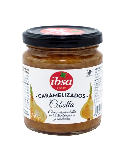 Glas med Karamelliseret Løg Ibsa klar til servering