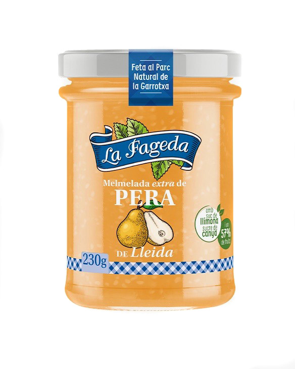 Glas med lys og delikat Pæremarmelade La Fageda