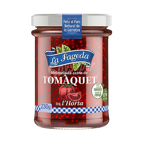 Glas med rød Tomatmarmelade La Fageda