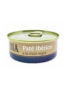 En elegant small glass jar af Trøflet Iberisk Paté fra Made In Spain - spansk gourmet-paté lavet af iberisk svinelever med subtil trøffel-smag