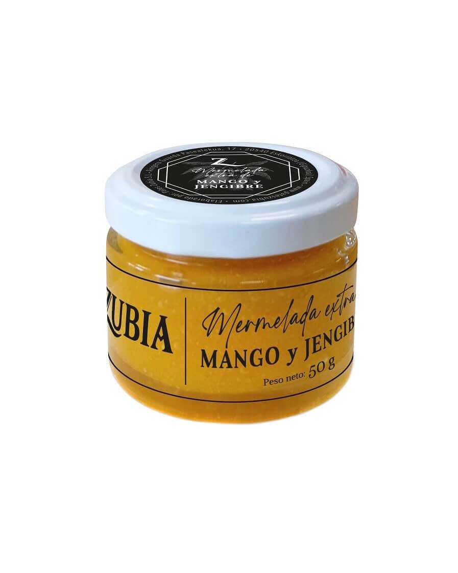 Lille glas med gylden Mangomarmelade med Ingefær