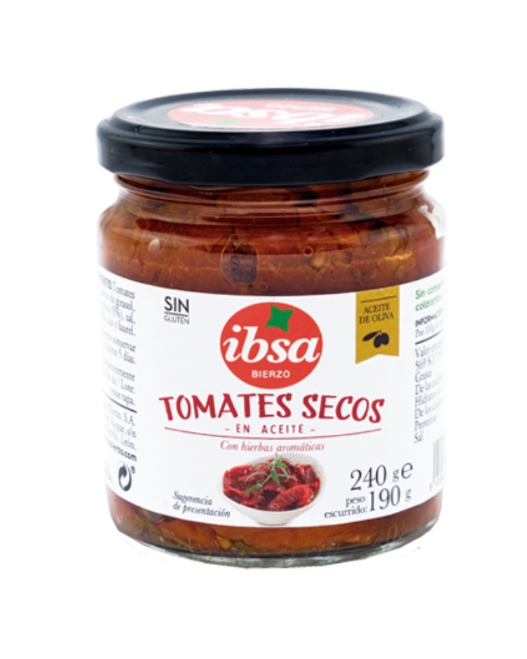 Glas med Soltørrede Tomater fra Ibsa i olie klar til brug