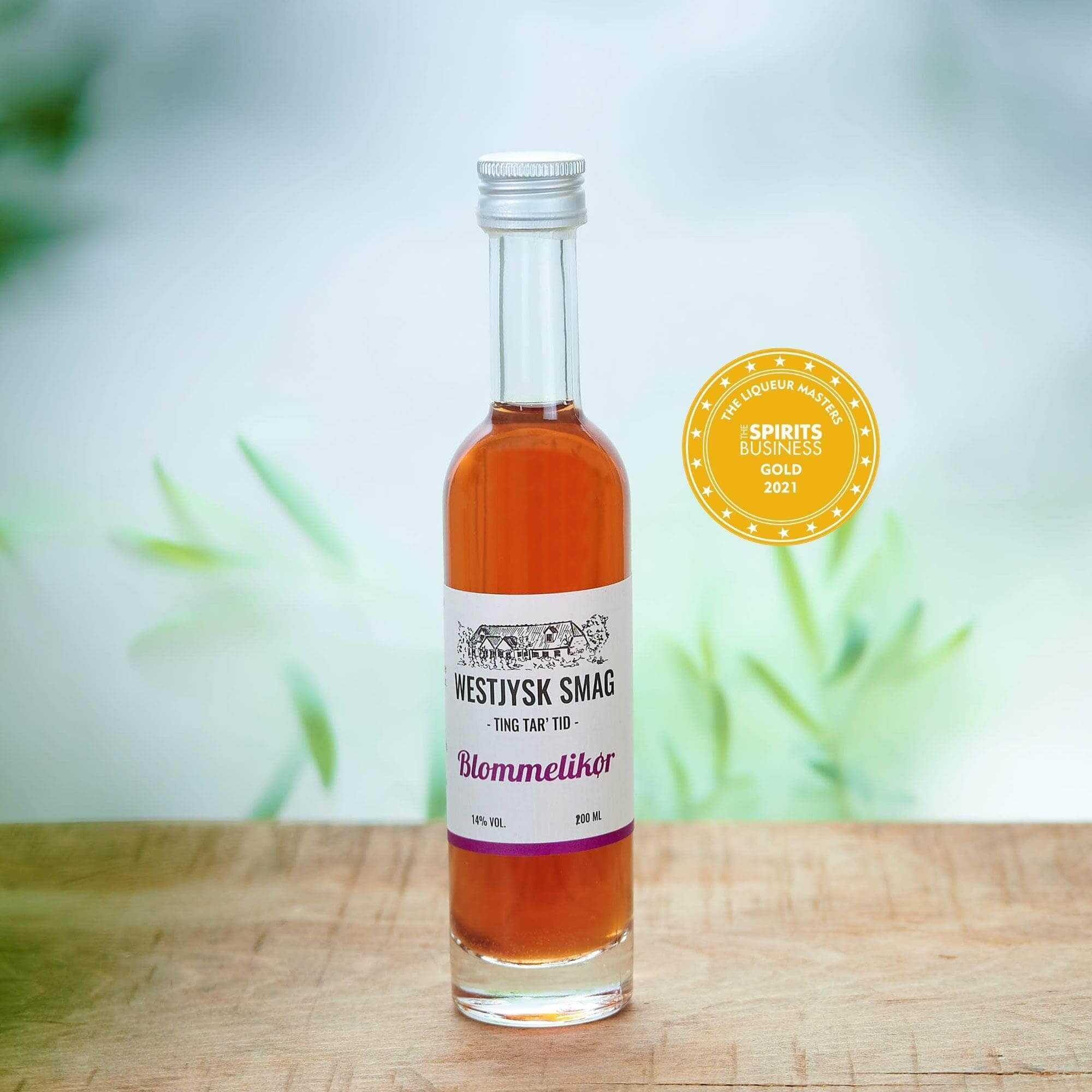 Flaske med blomme likør 100 ml klar til brug i desserter, kager og cocktails.