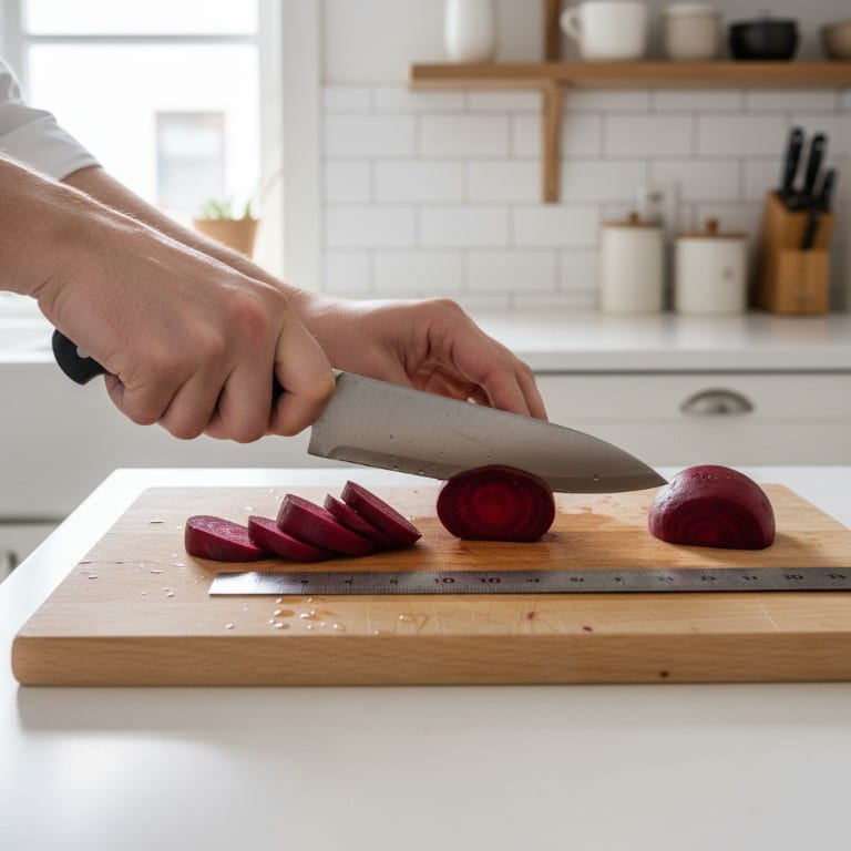 Skær rødbederne i både på ca. 3 cm.