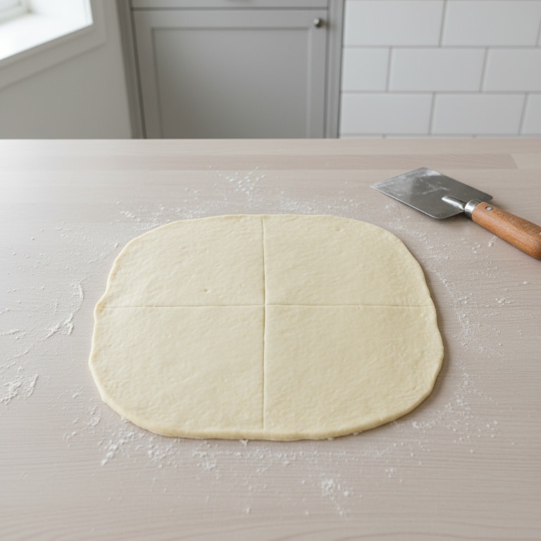 Rul dejen ud til en firkant og del i 4 lige store stykker.