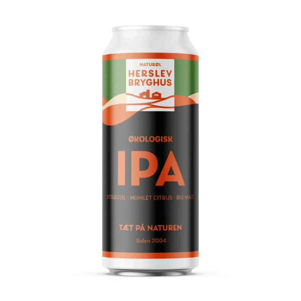 Flaske med Herslev Bryghus IPA og ravgyldent økologisk india pale ale øl i glas