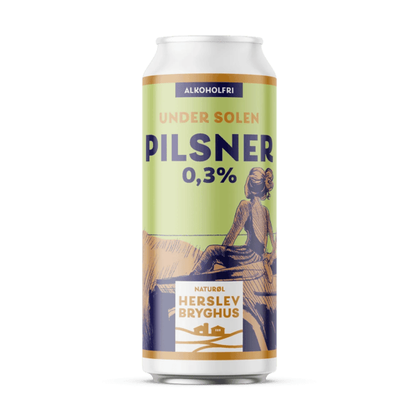 Flaske med Herslev Bryghus Under Solen alkoholfri pilsner øl klar til servering