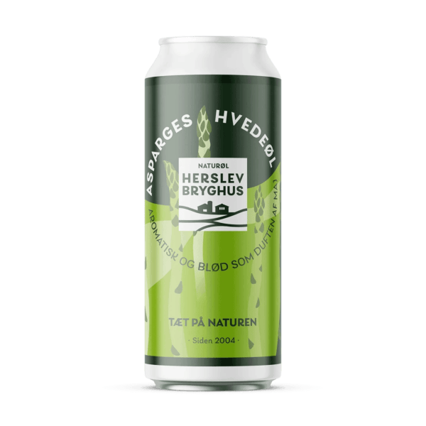 Dåse med Herslev Bryghus Asparges Hvedeøl klar til servering