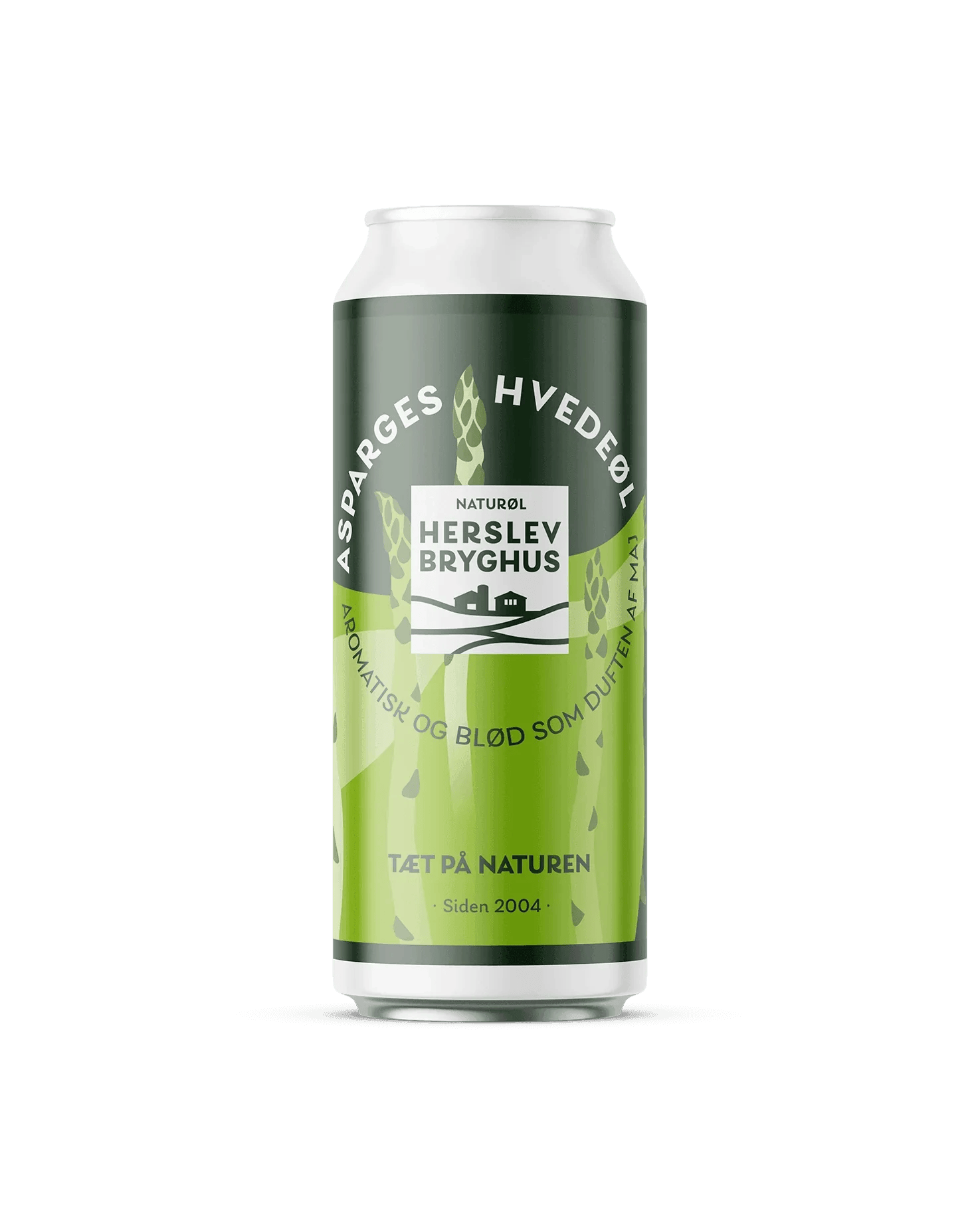 Dåse med Herslev Bryghus Asparges Hvedeøl klar til servering