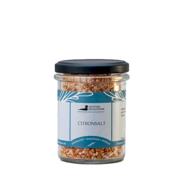 Glas med frisk Citronsalt blanding fra Vestjyske Delikatesser