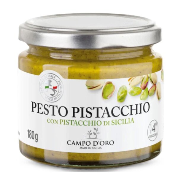 Glas med cremet Pistaciepesto klar til madlavning
