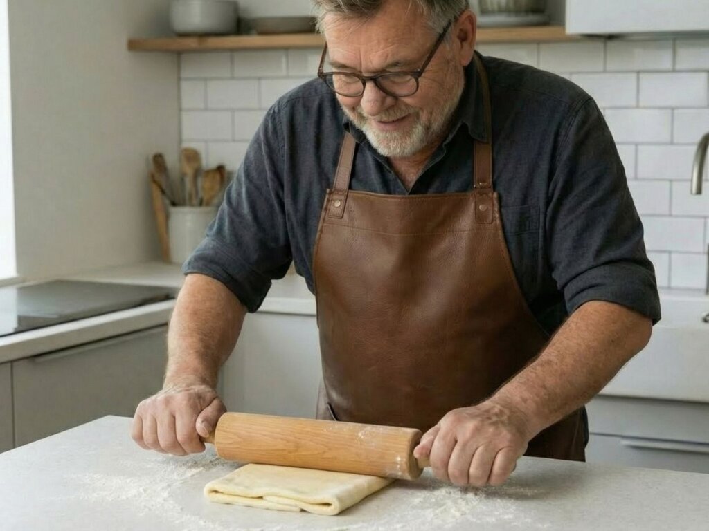 processen med at rulle og folde gentages for at skabe de mange lag i wienerdejen