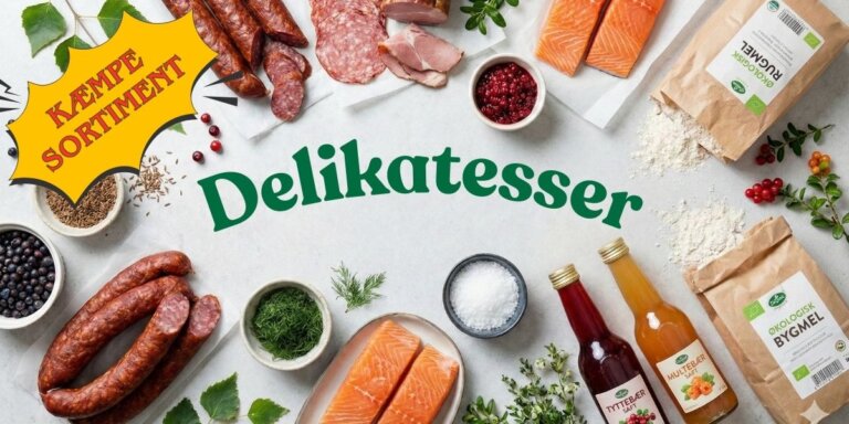 Delikatesser online butik banner med delikatesser vises